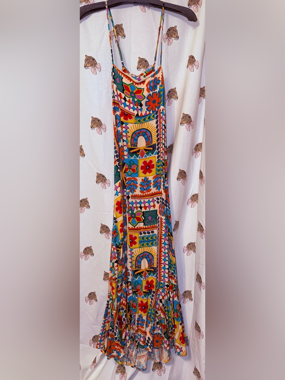 Maxi Sundress with Multicolor Geometric Floral Print